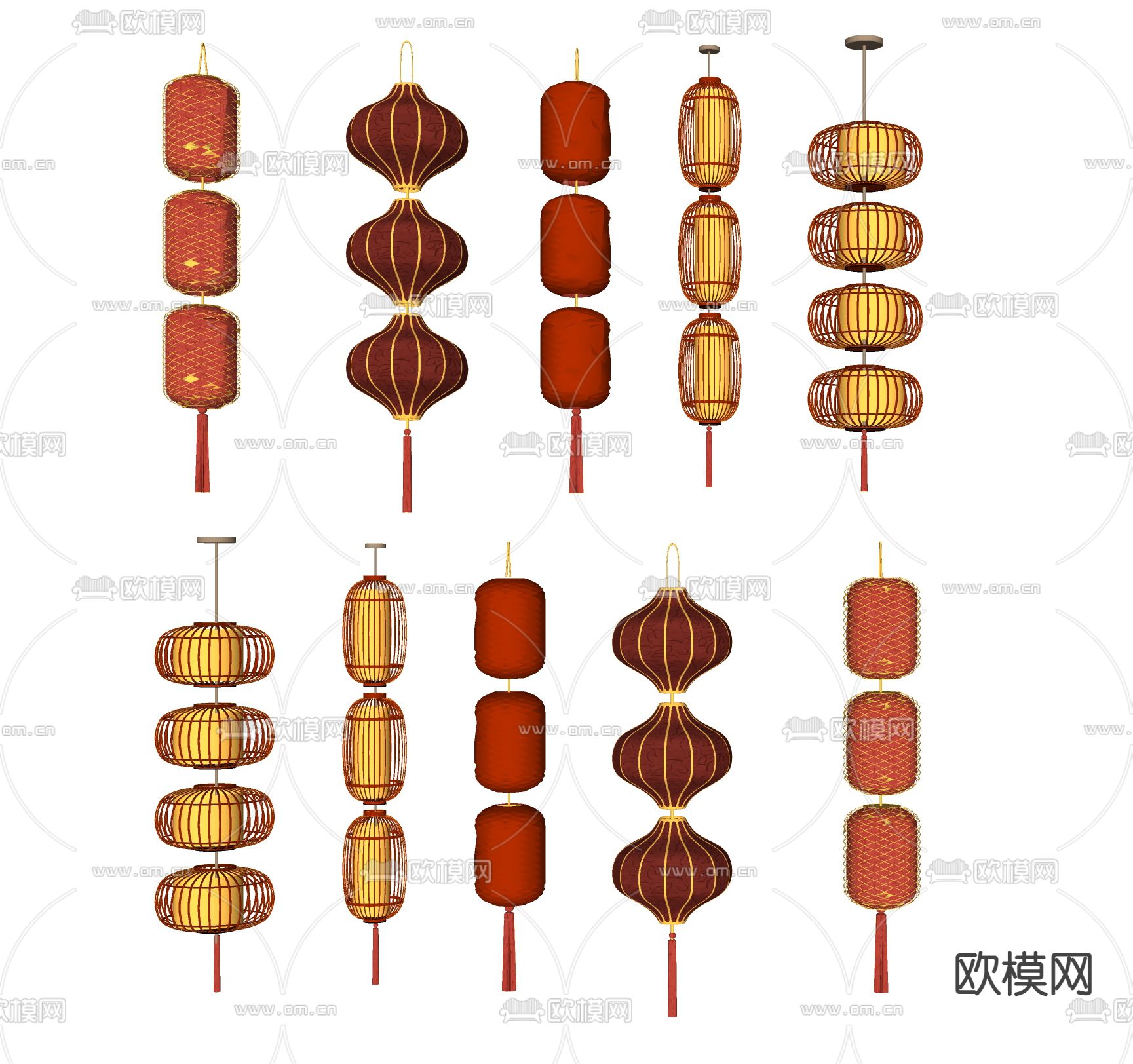中式装饰灯笼 吊灯su模型下载（渲染图2）