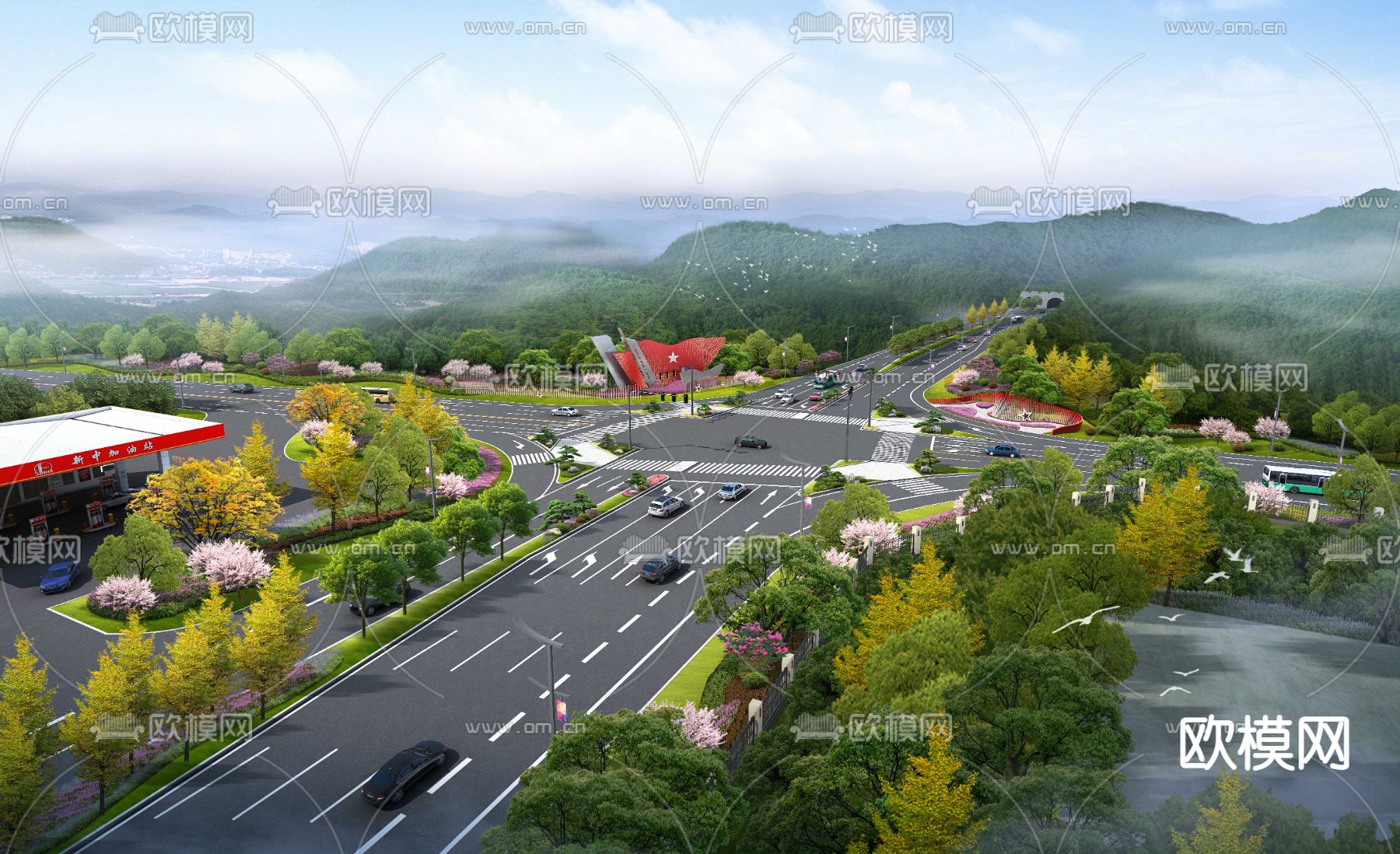 现代道路桥梁鸟瞰psd下载