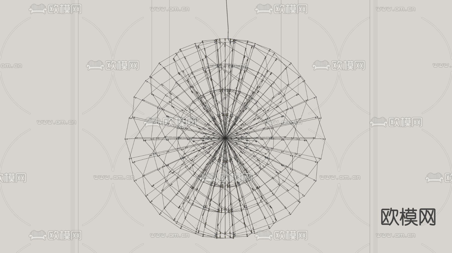 工业风极简吊灯su模型下载（渲染图2）