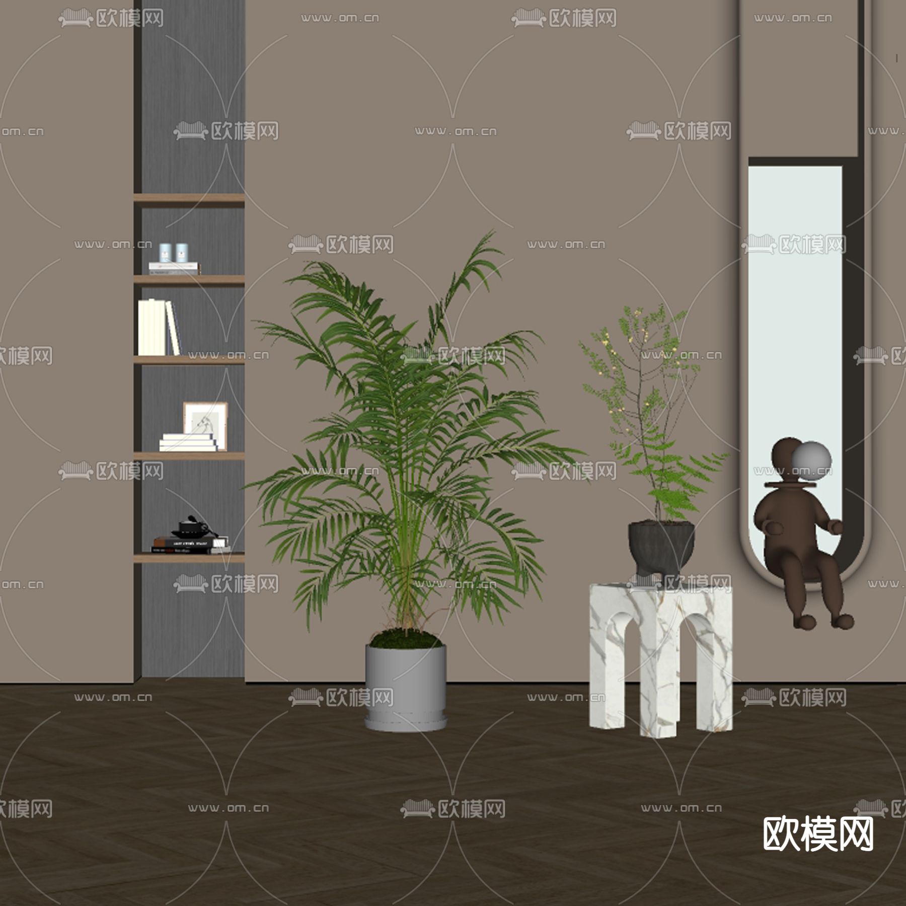 现代绿植盆栽su模型下载（渲染图2）