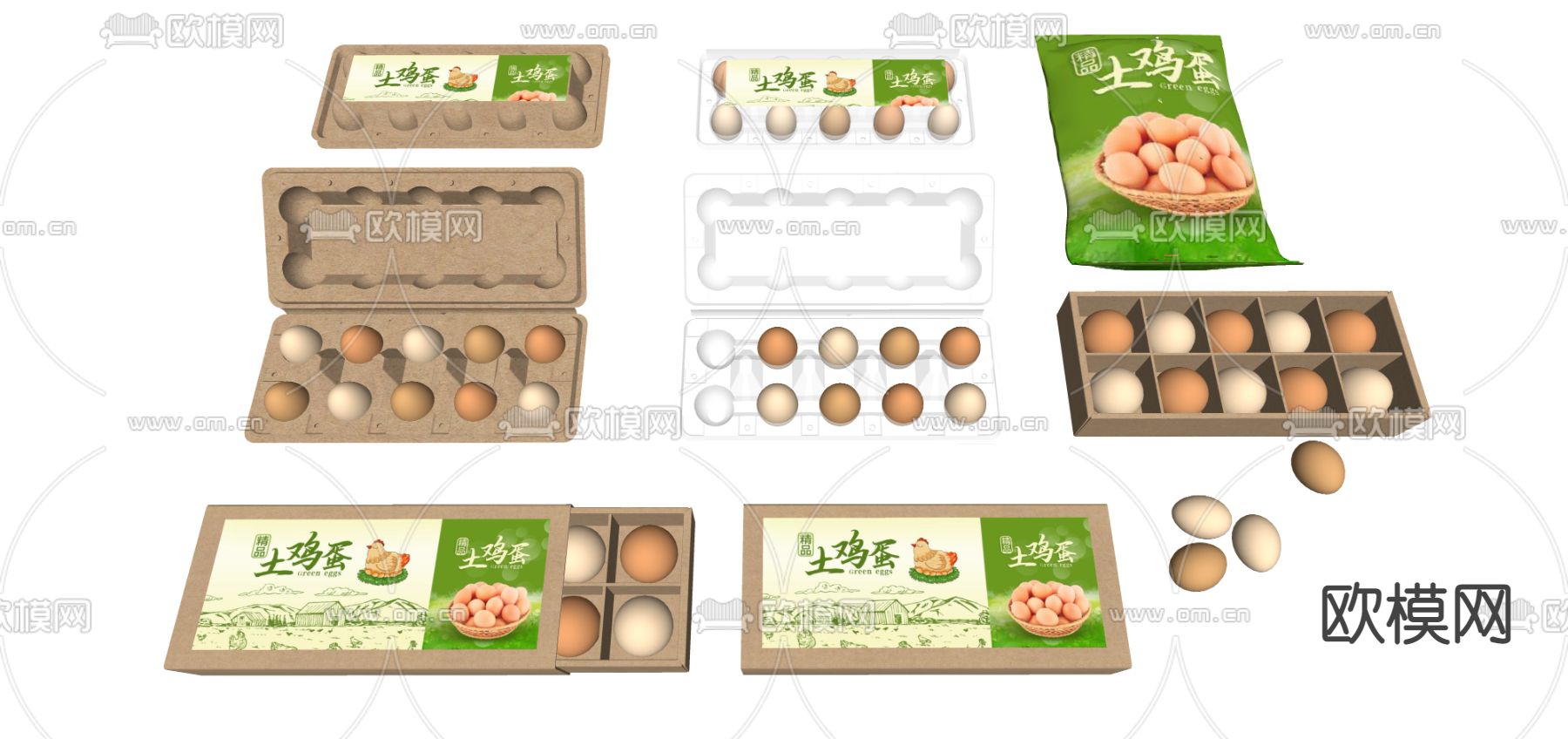 现代超市鸡蛋su模型下载（渲染图1）
