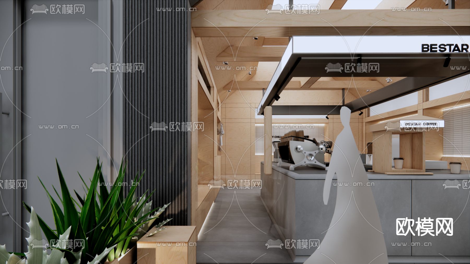 现代咖啡店su模型