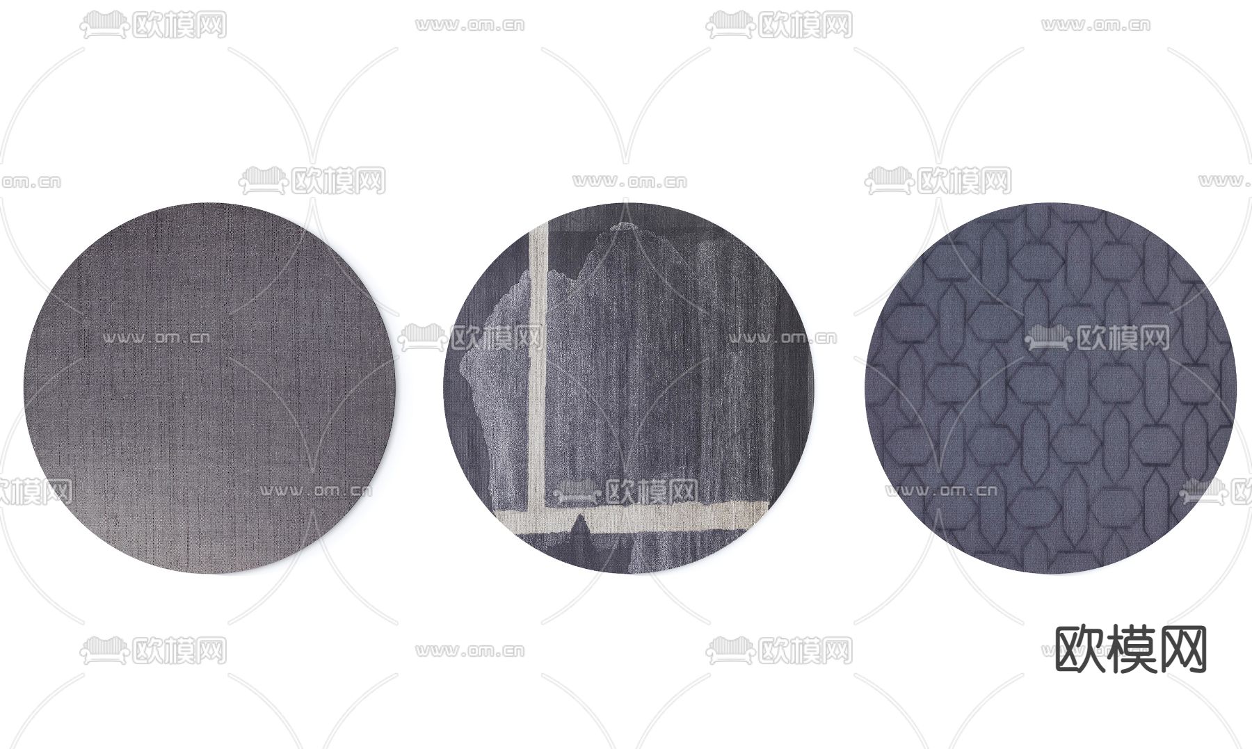 现代圆形地毯su模型下载（渲染图1）