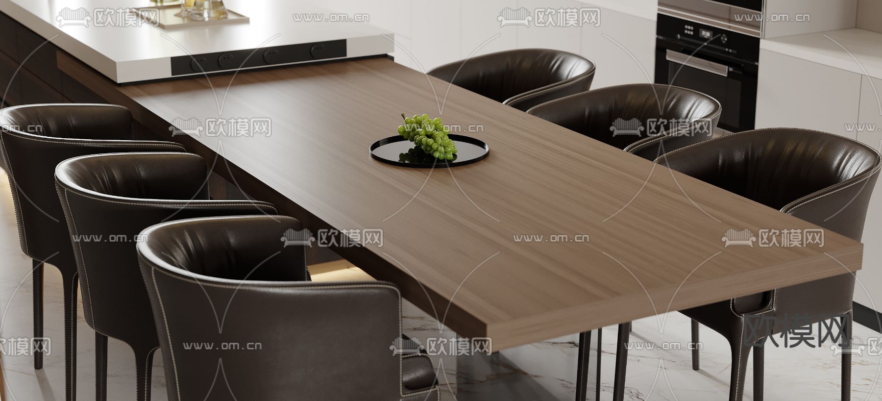 现代客厅餐厅3d模型