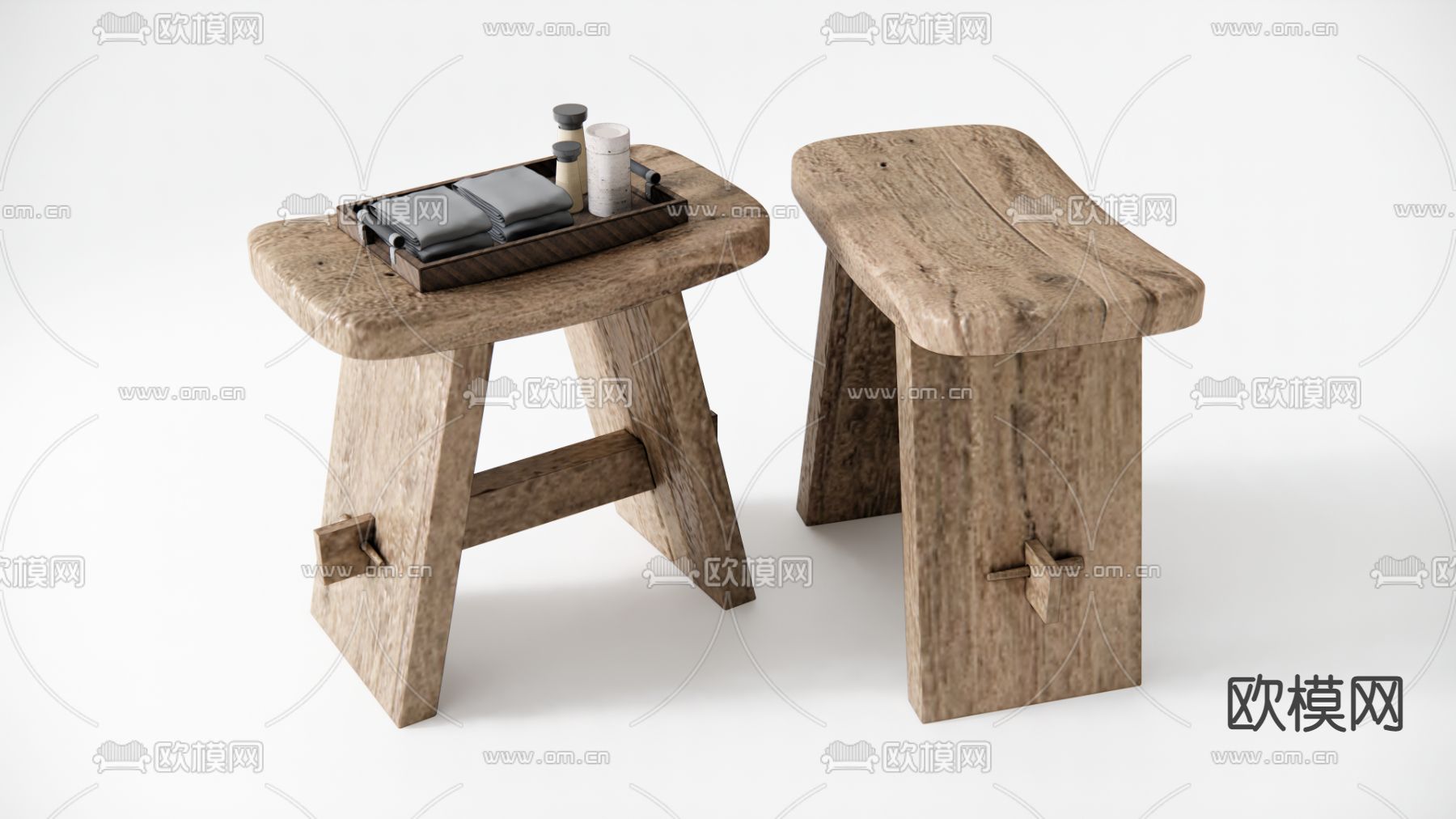 自然风凳子 矮凳su模型下载（渲染图1）