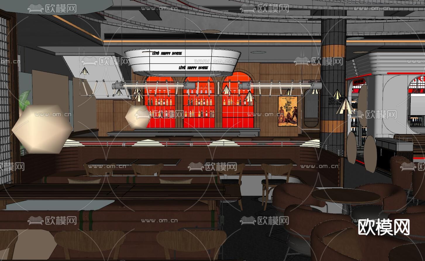 现代酒吧su模型下载（渲染图7）