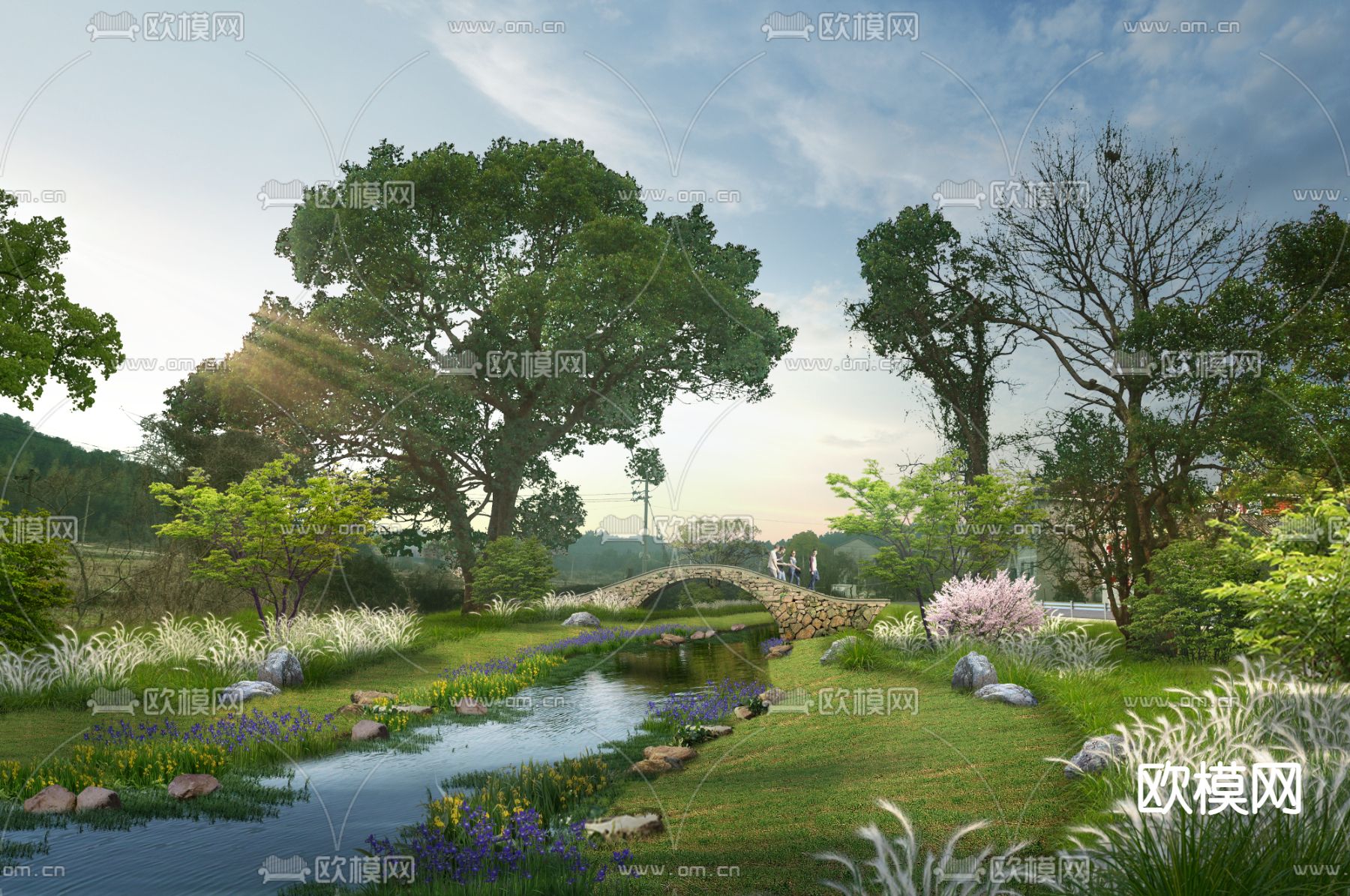 现代公园园林psd下载