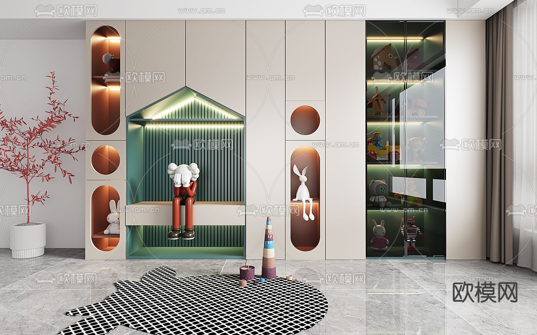 现代储物柜  玩具柜3d模型下载