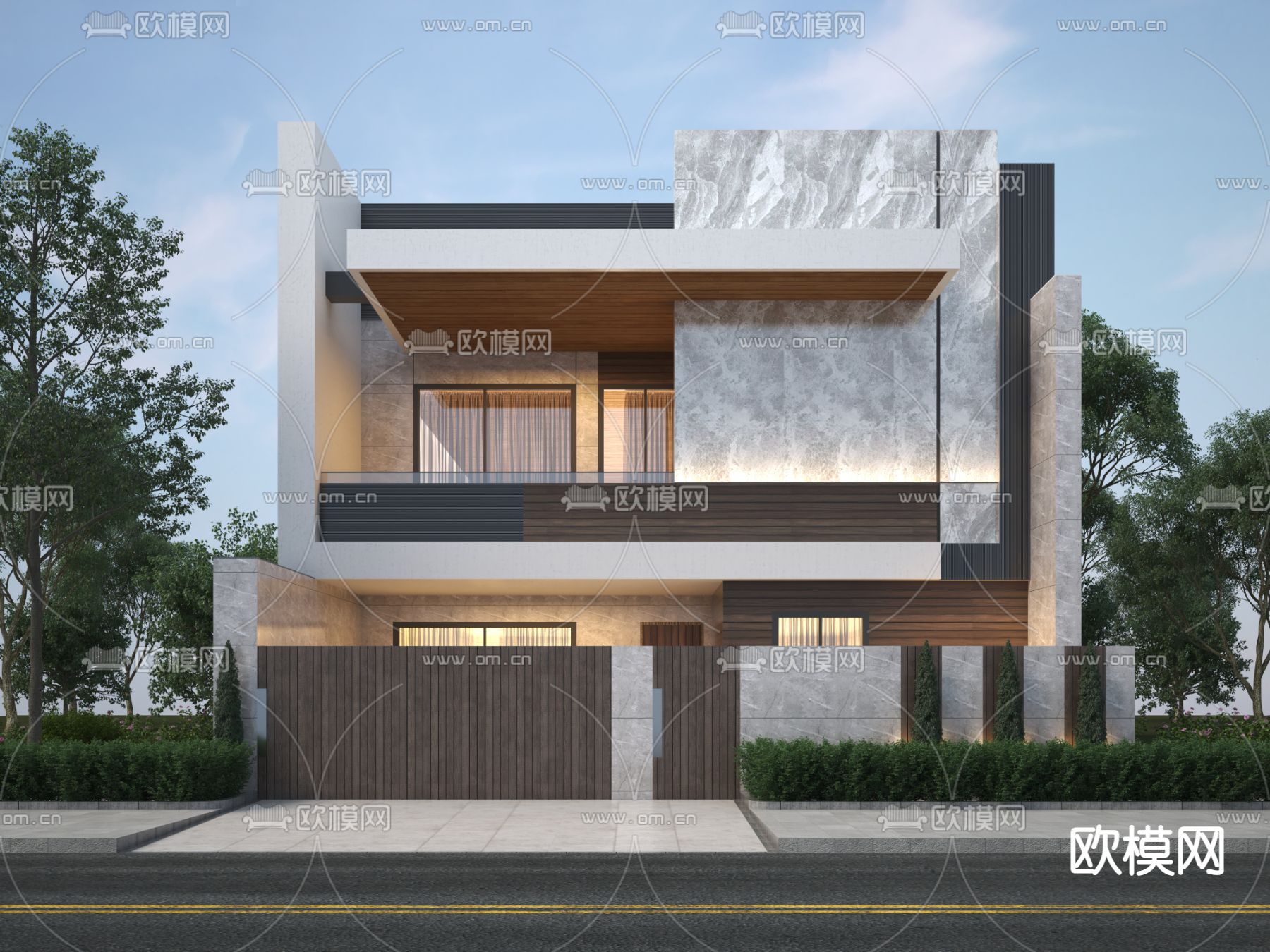 独栋别墅 建筑外观3d模型下载_ID12312291_3dmax免费模型-欧模网