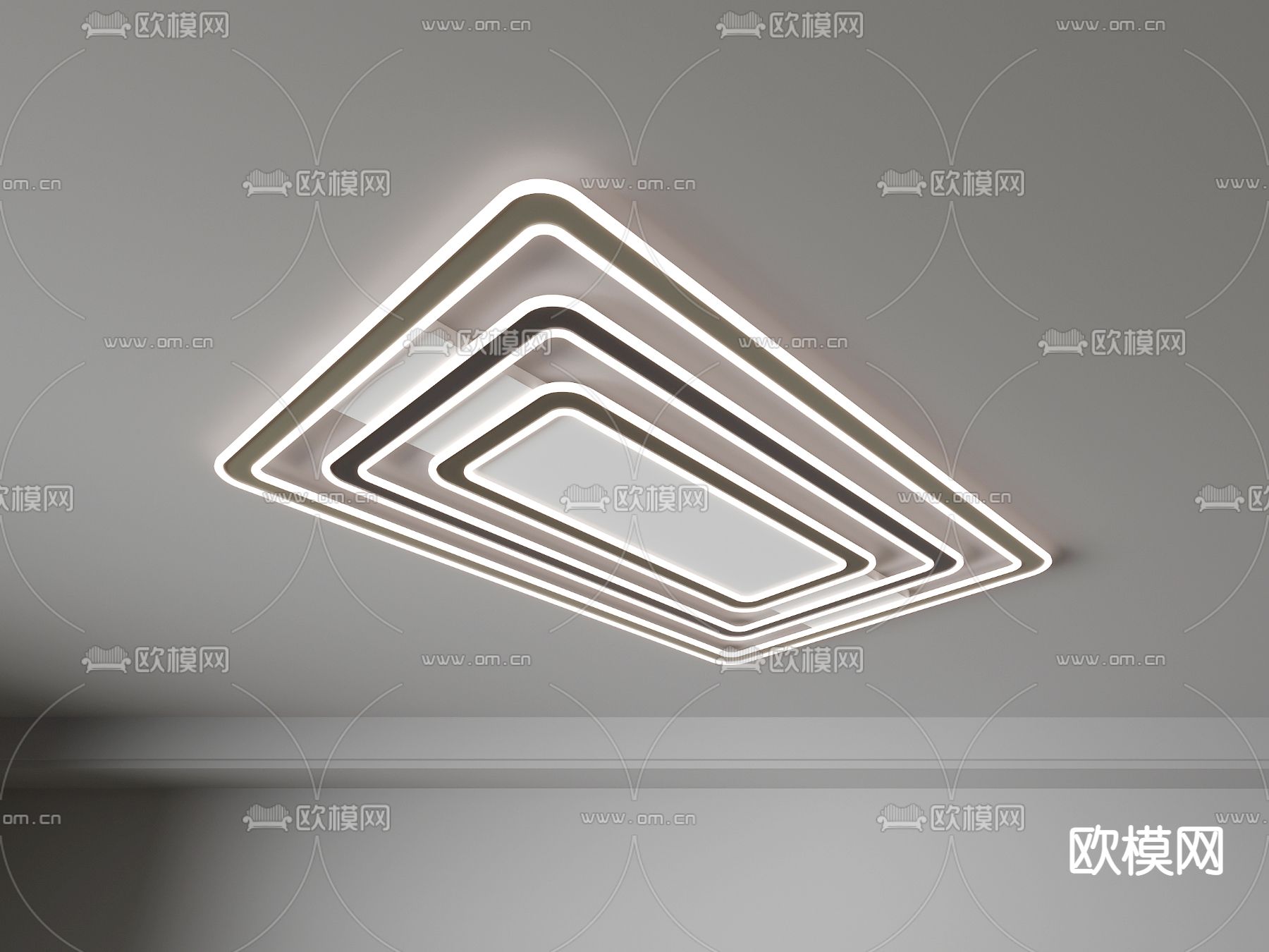 现代吸顶灯su模型下载（渲染图2）