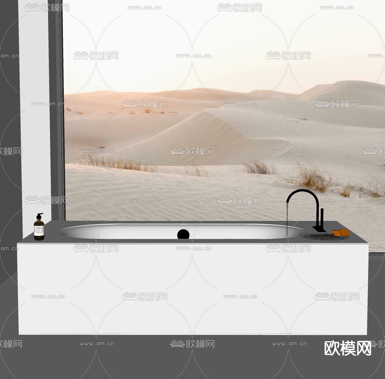 现代嵌入式浴缸su模型下载（渲染图2）