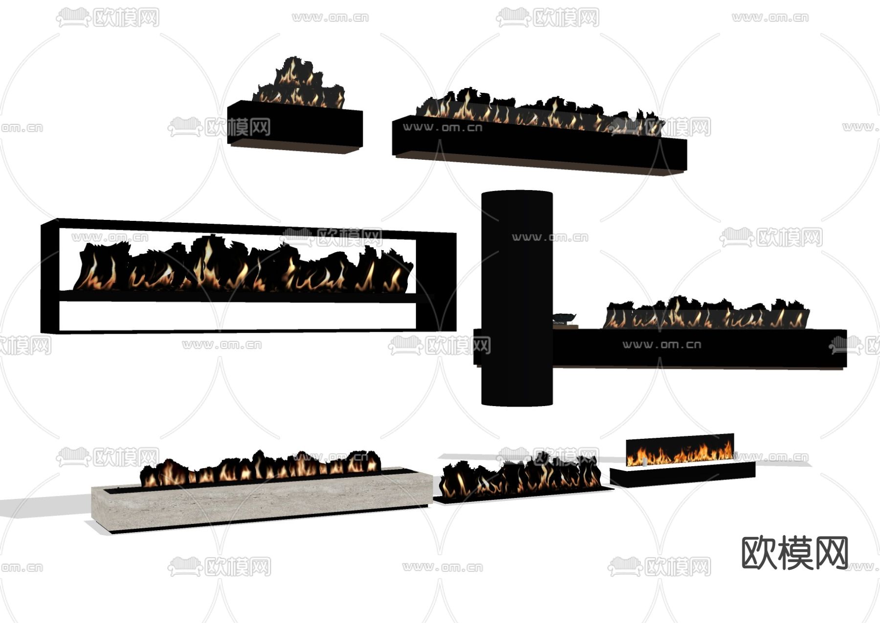 现代壁炉 火炉su模型下载