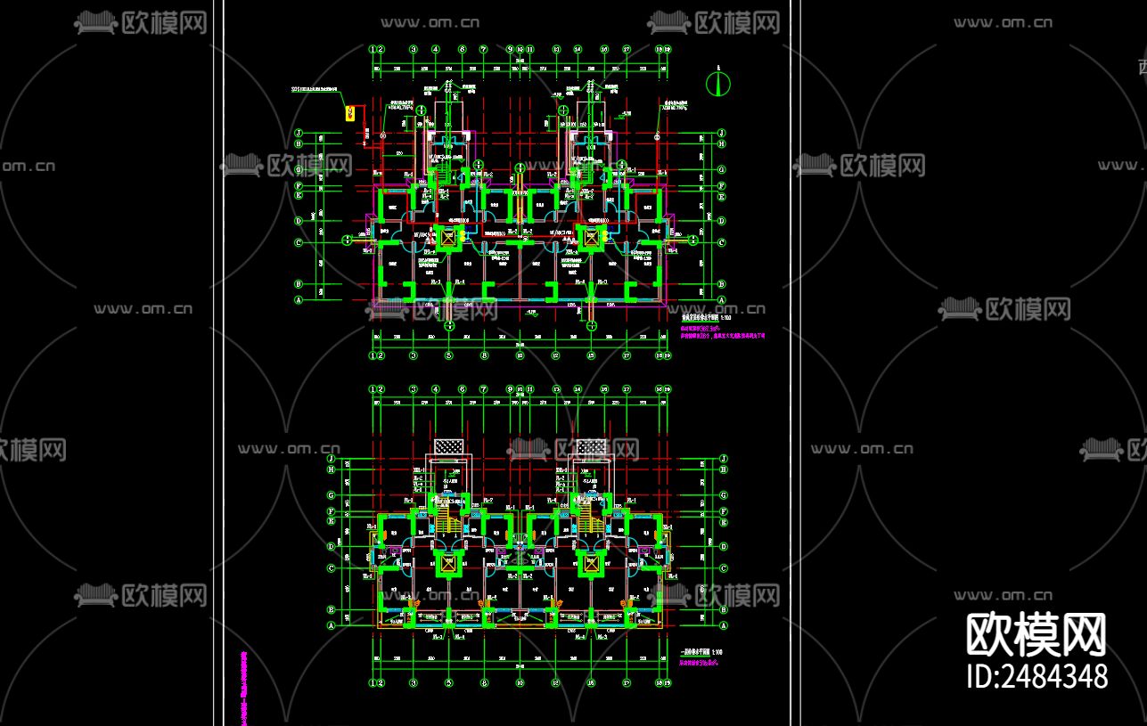 滨湖花园小区1号楼给排水cad施工图下载（渲染图4）