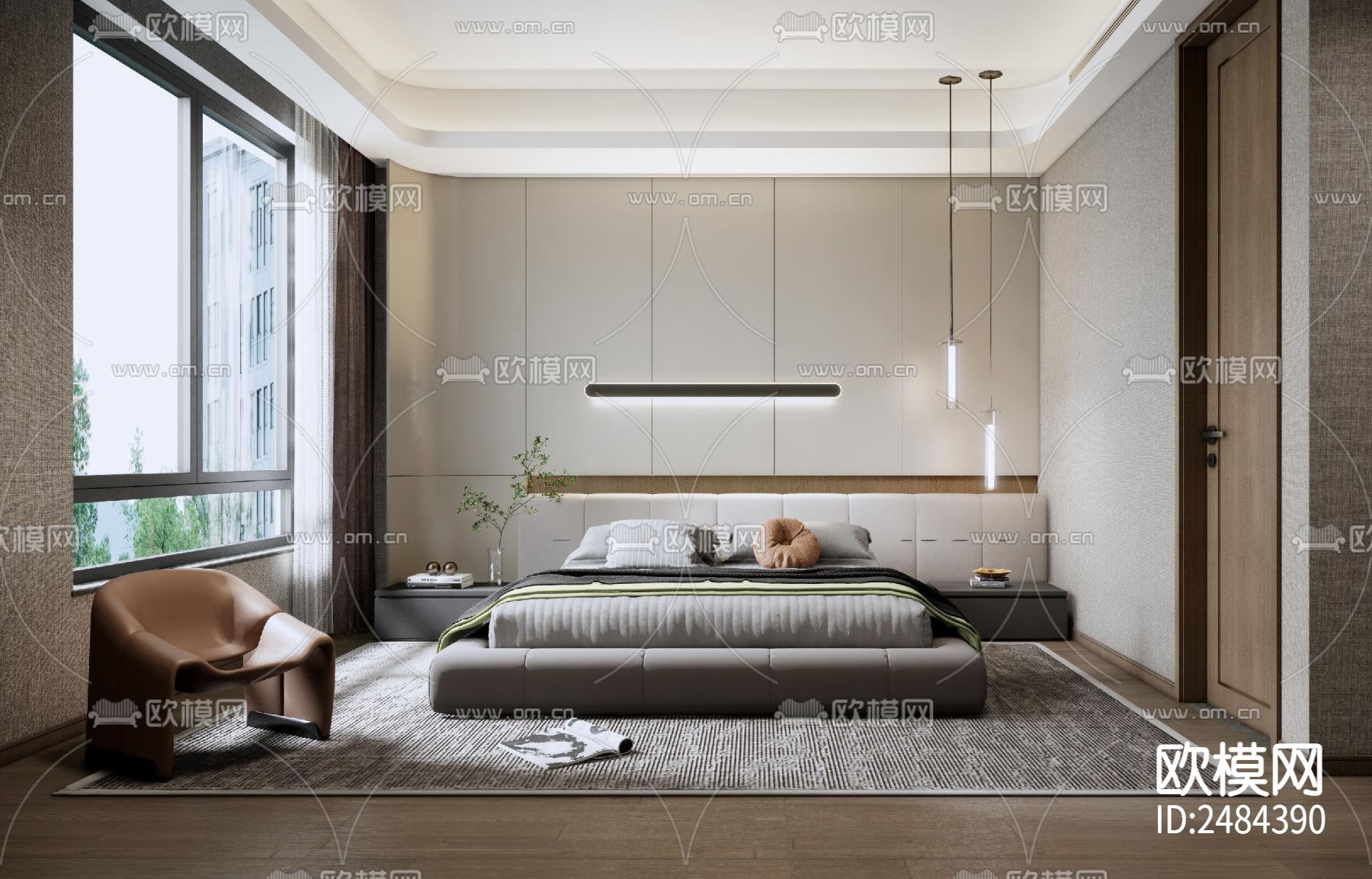 现代轻奢别墅cad施工图下载（渲染图2）