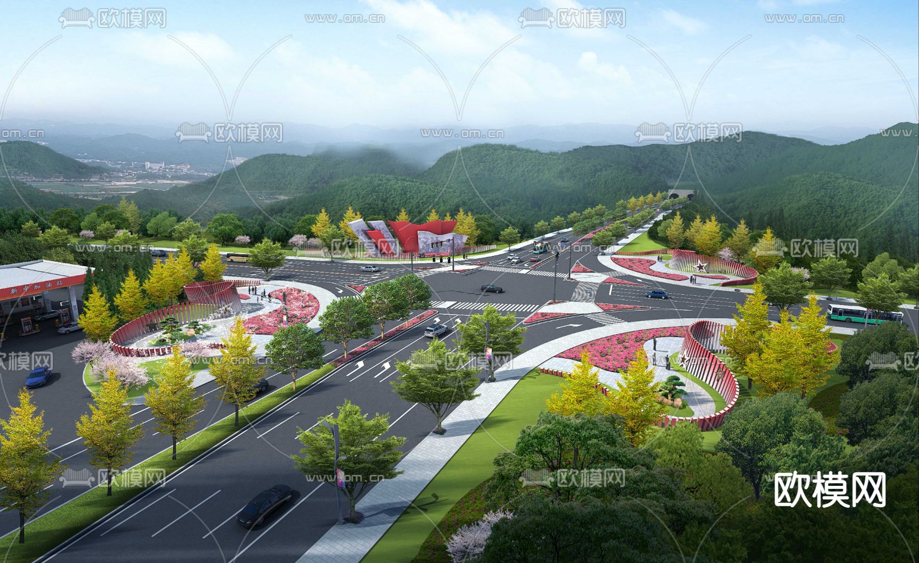 现代道路桥梁鸟瞰psd下载