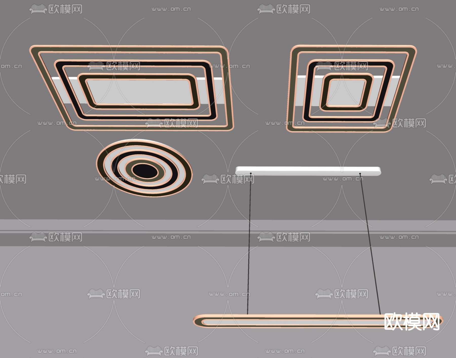 现代吸顶灯su模型下载（渲染图3）