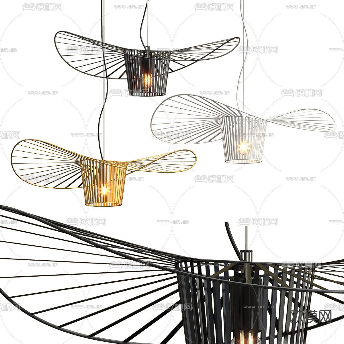 工业风吊灯 帽子吊灯3d模型下载