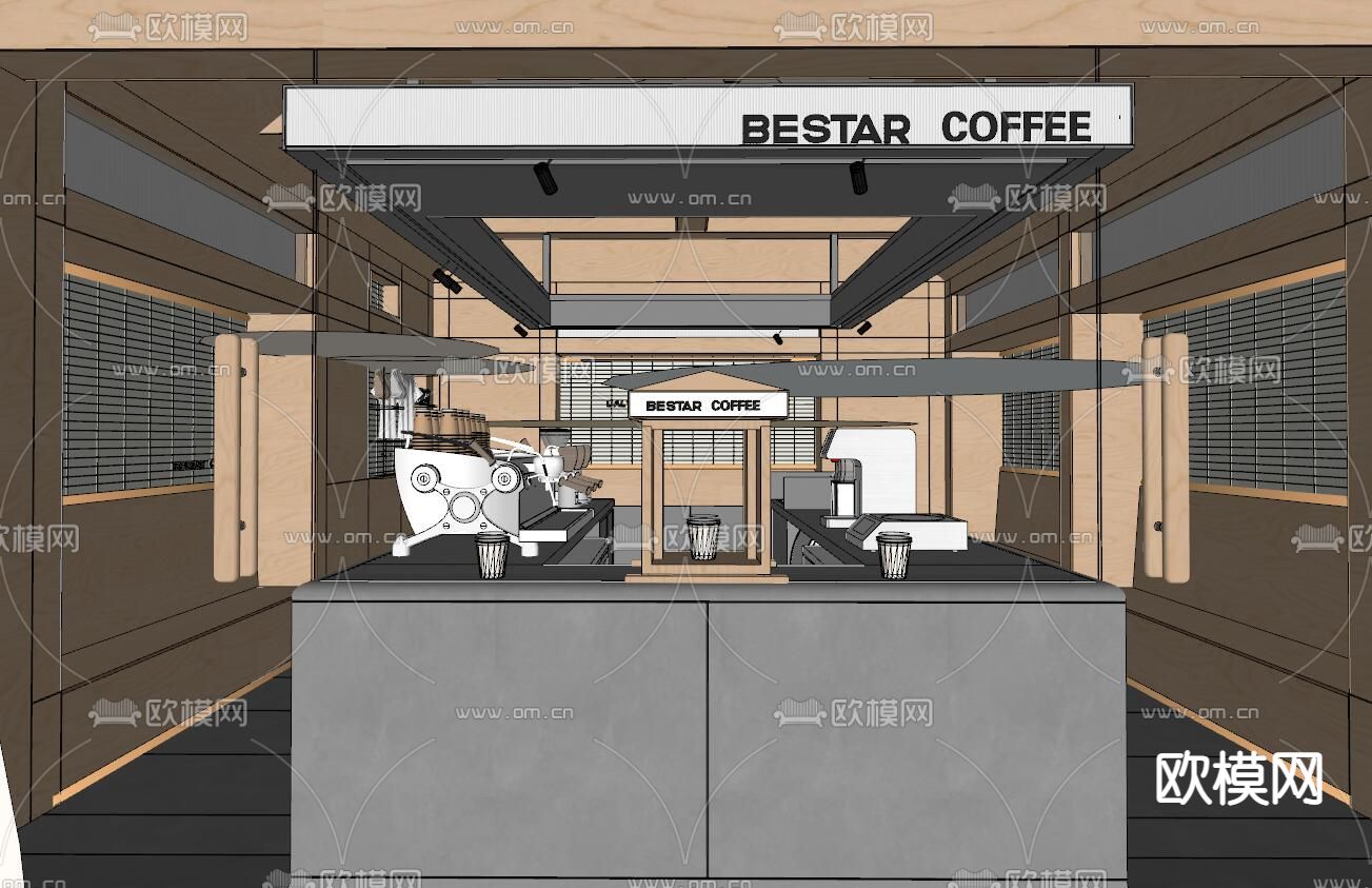 现代咖啡店su模型