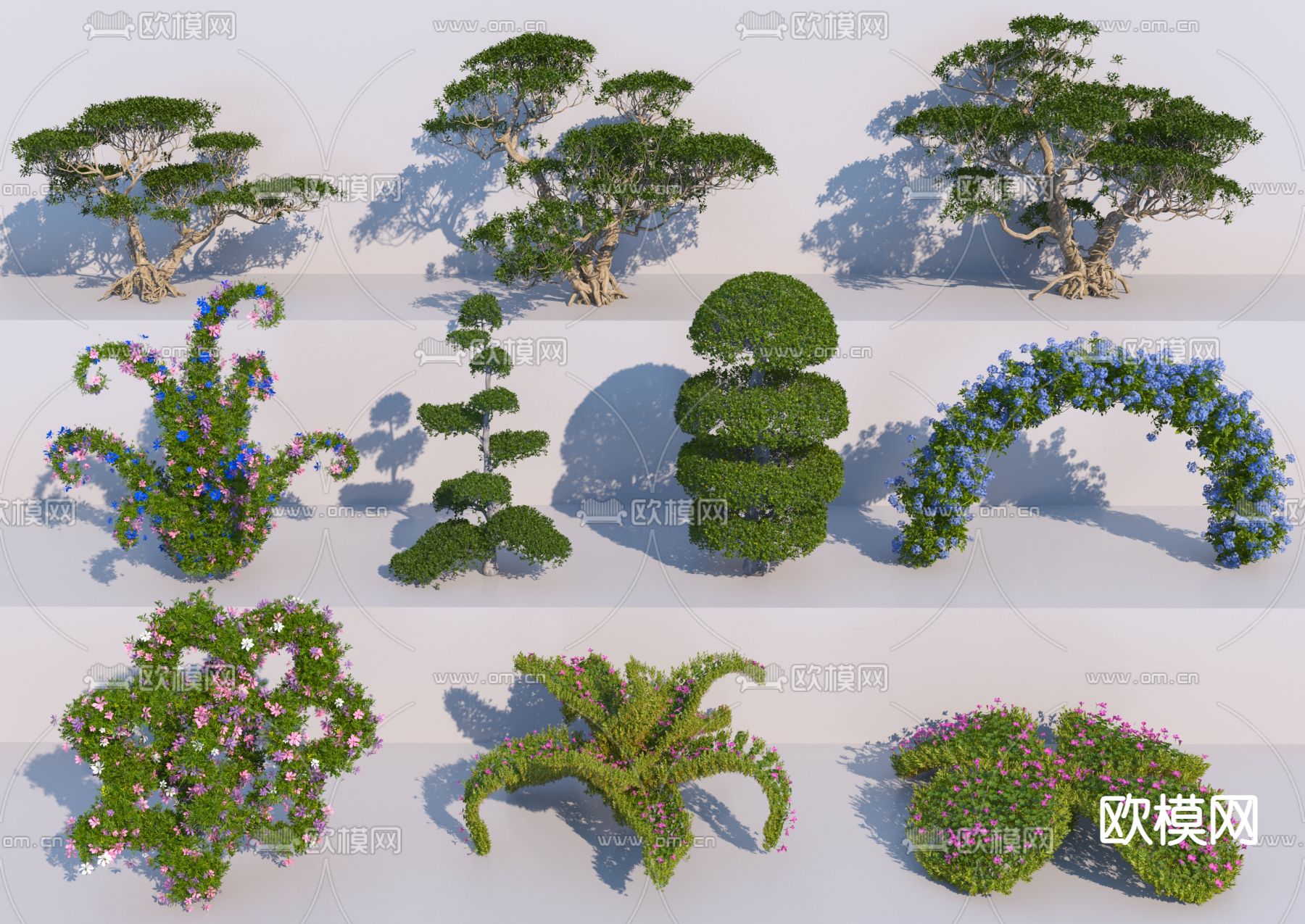 现代灌木 灌木球3d模型下载