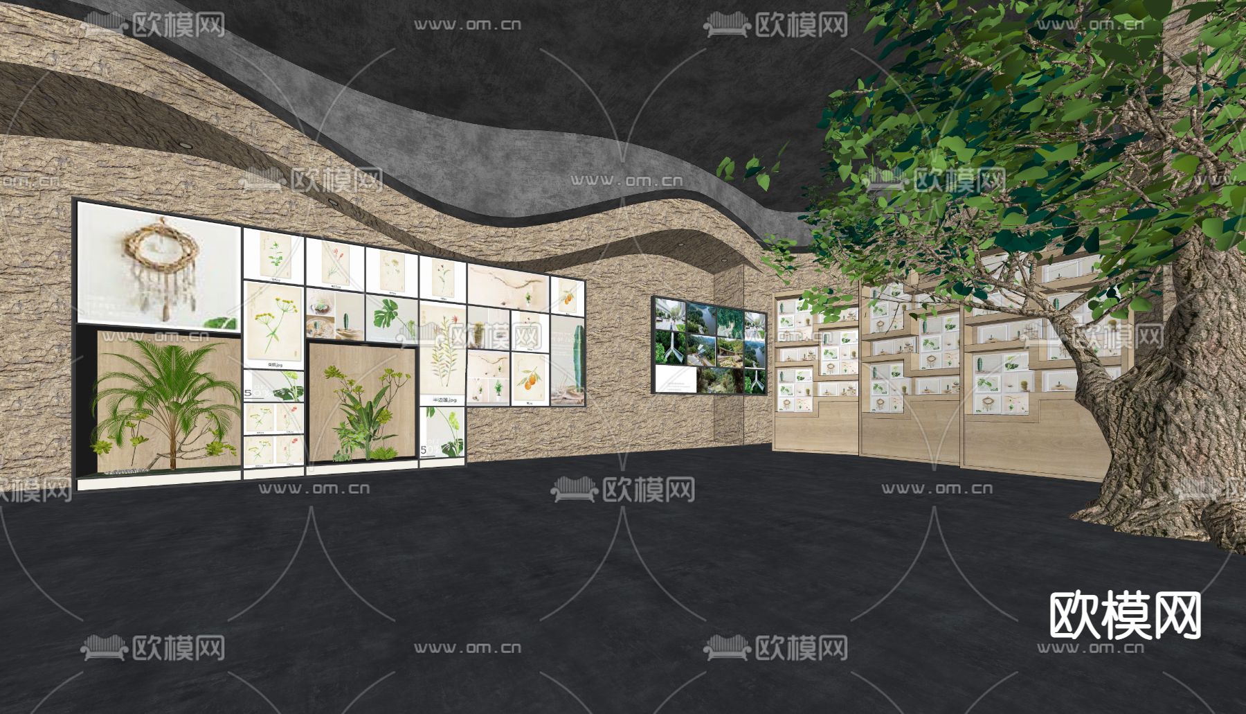 现代植物标本展厅su模型