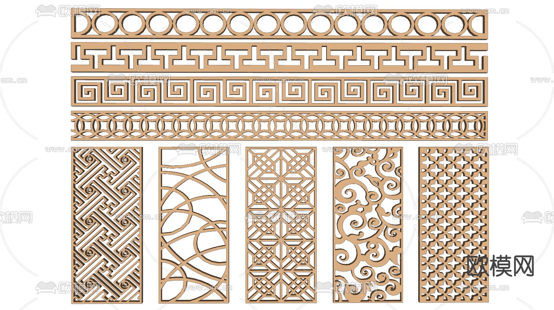 中式雕花花窗 纹样su模型下载（渲染图2）