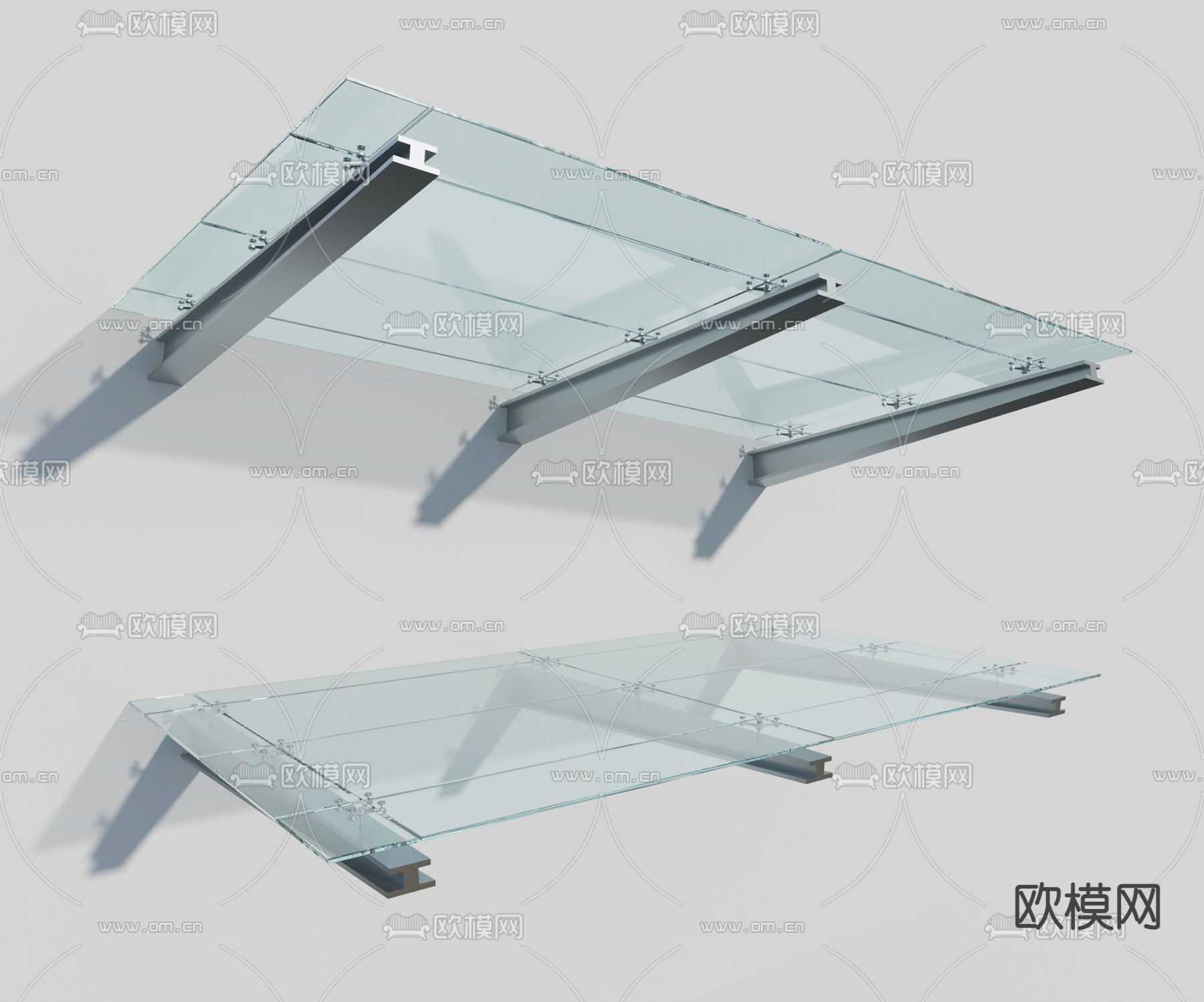 雨棚 玻璃雨棚 遮雨棚su模型下载（渲染图1）