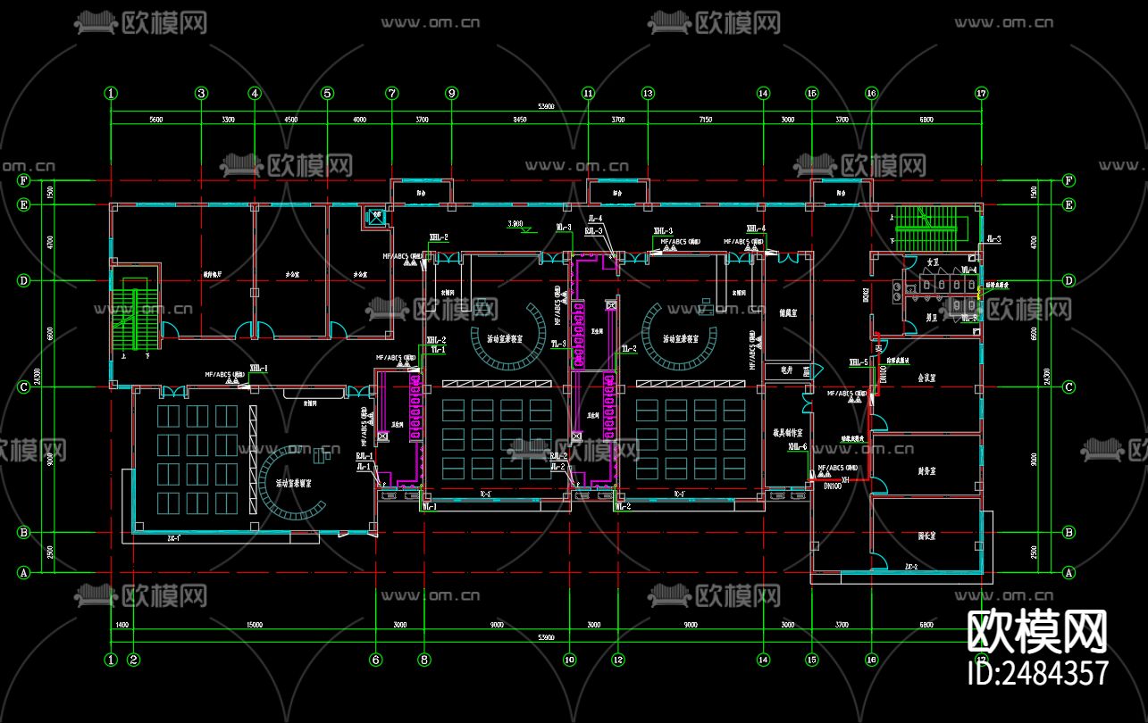 雍锦府小区23号楼给排水cad施工图下载（渲染图3）
