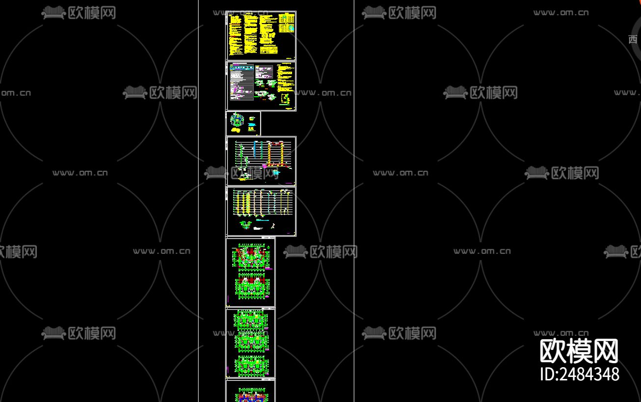 滨湖花园小区1号楼给排水cad施工图下载（渲染图1）
