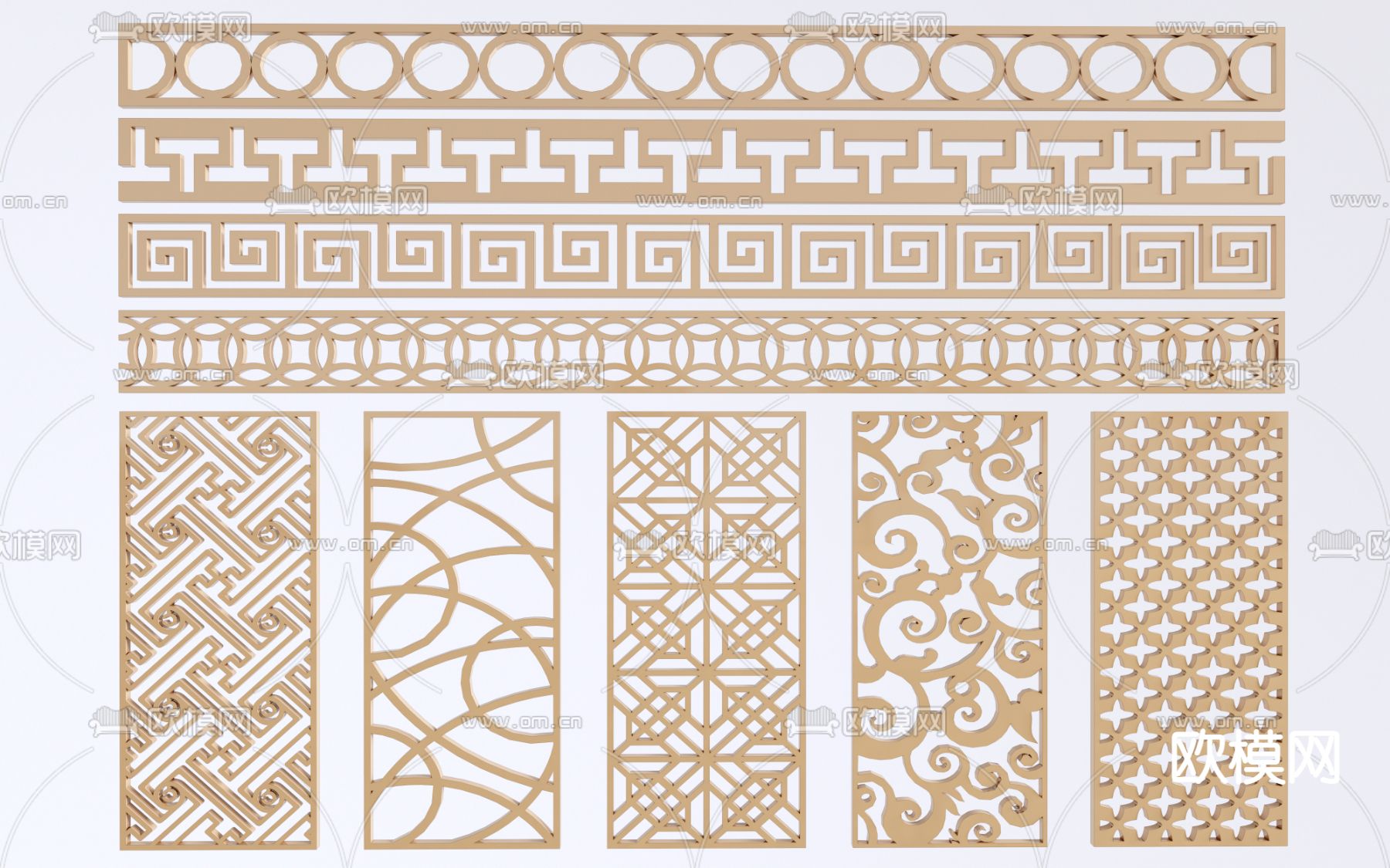 中式雕花花窗 纹样su模型下载（渲染图1）