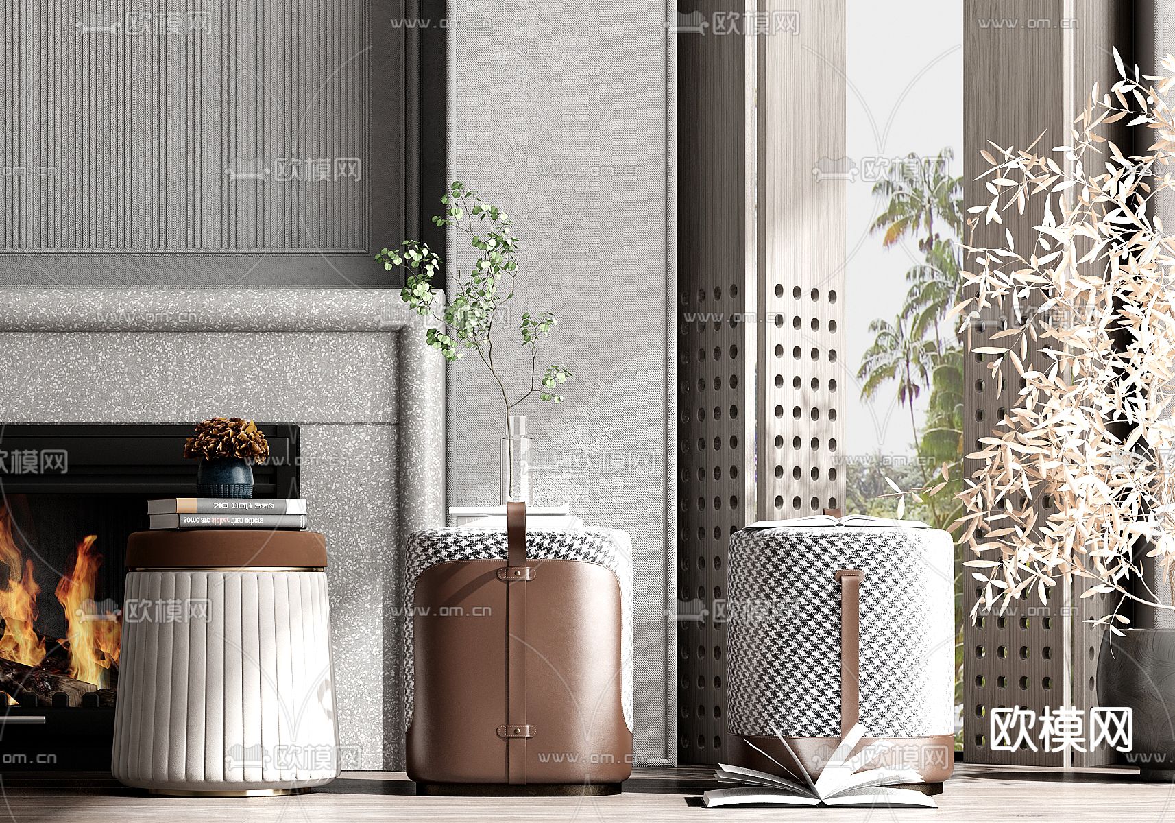 轻奢矮凳 圆凳子 化妆凳3d模型下载