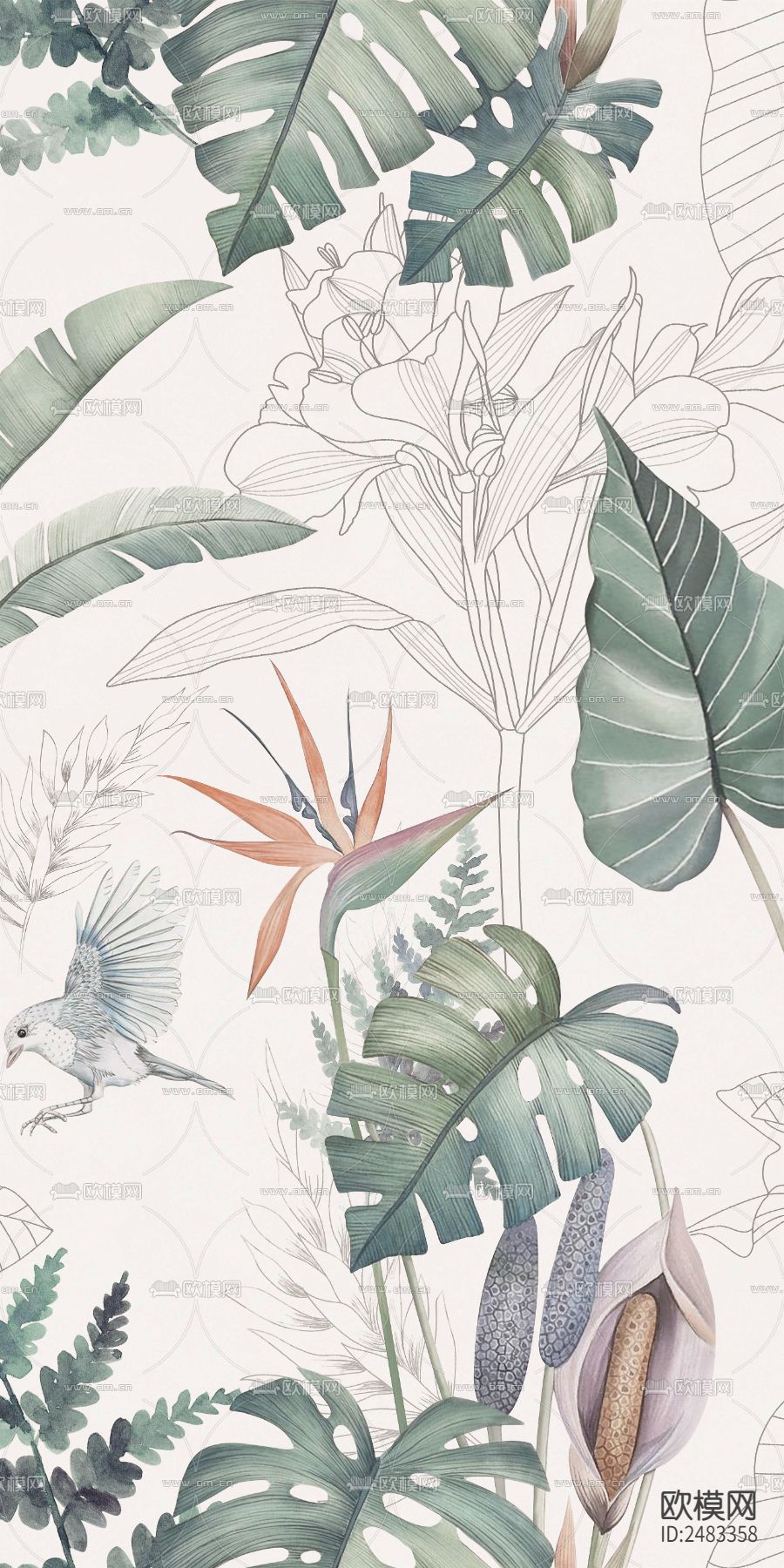 花砖植物壁纸下载