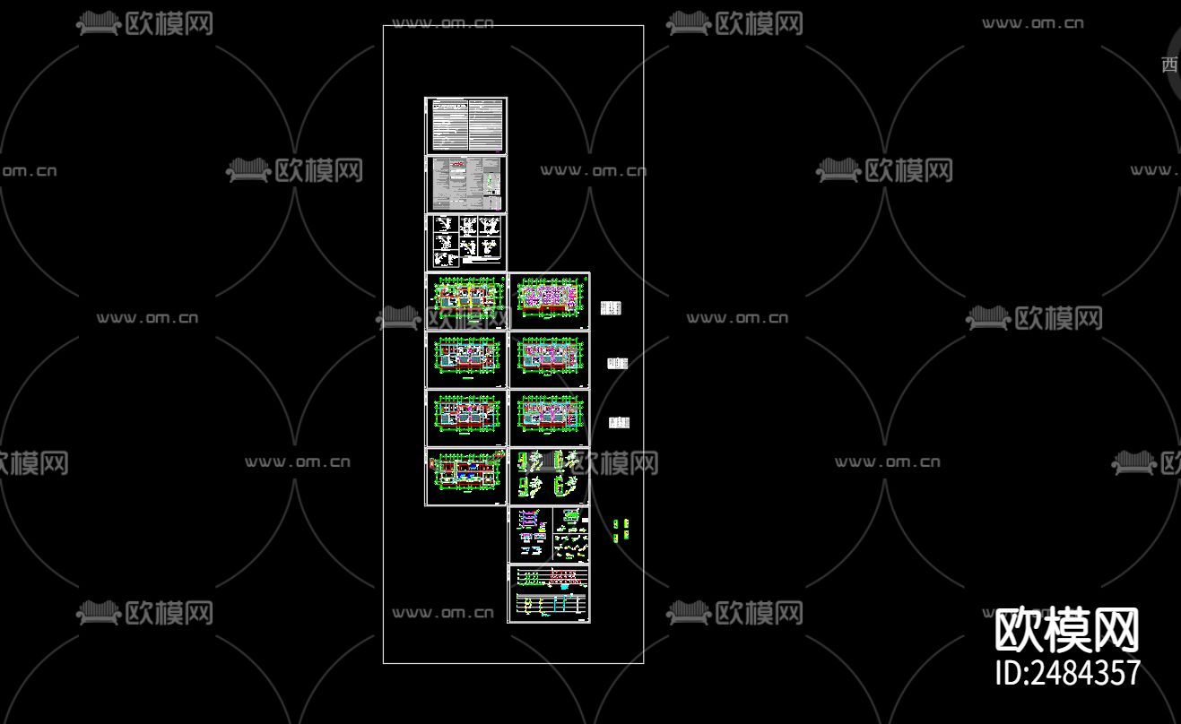 雍锦府小区23号楼给排水cad施工图下载（渲染图1）
