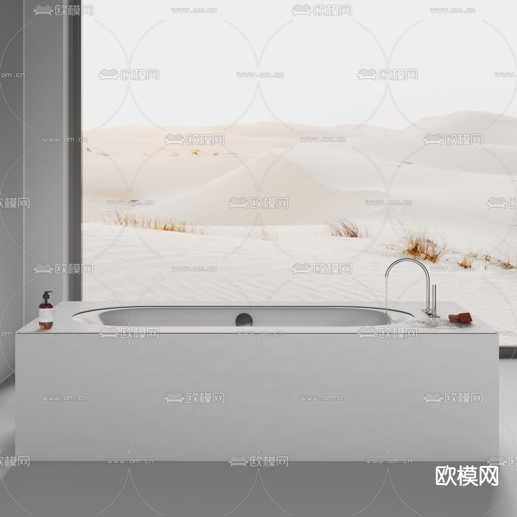 现代嵌入式浴缸su模型下载（渲染图1）