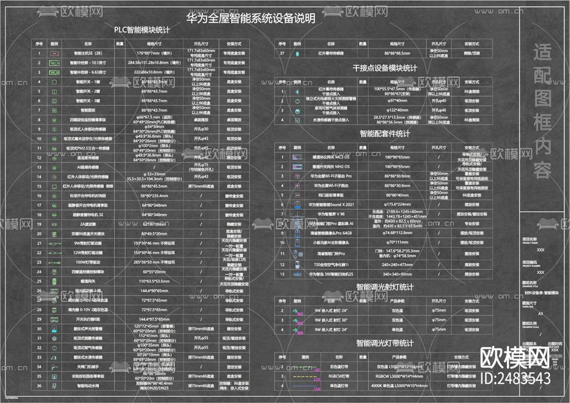 全屋智能CAD施工图下载(渲染图2)