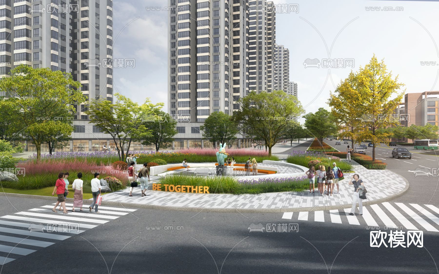 现代公园园林psd下载