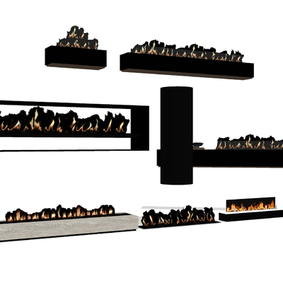  现代壁炉 火炉su模型 