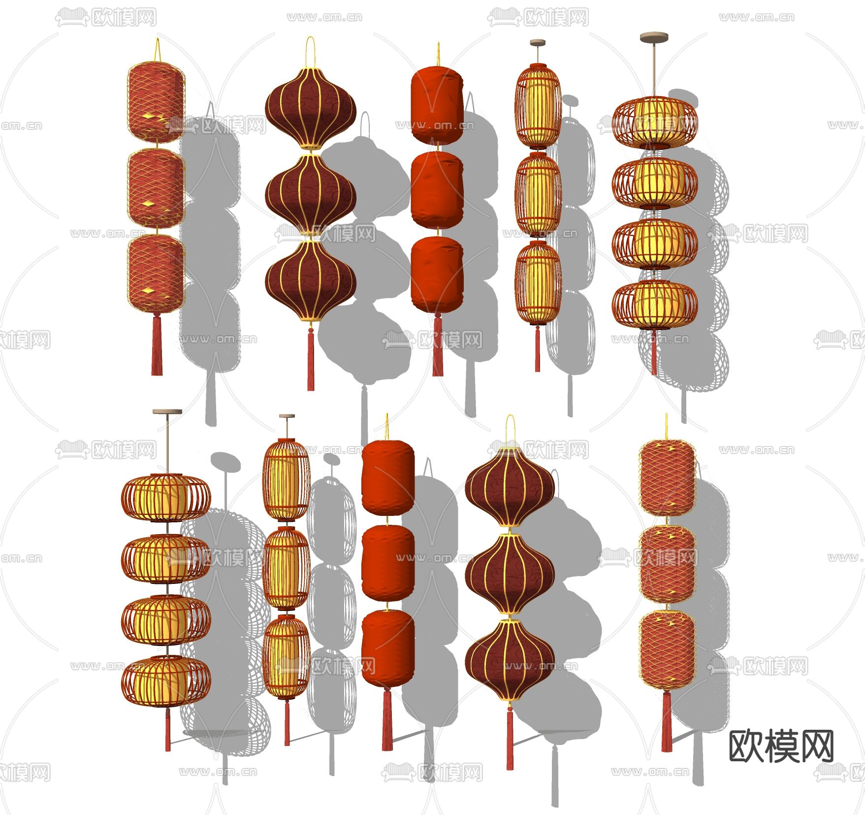中式装饰灯笼 吊灯su模型下载（渲染图1）