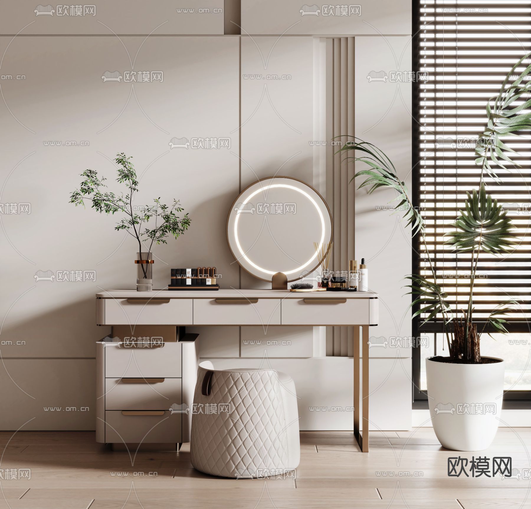 现代梳妆台3d模型下载