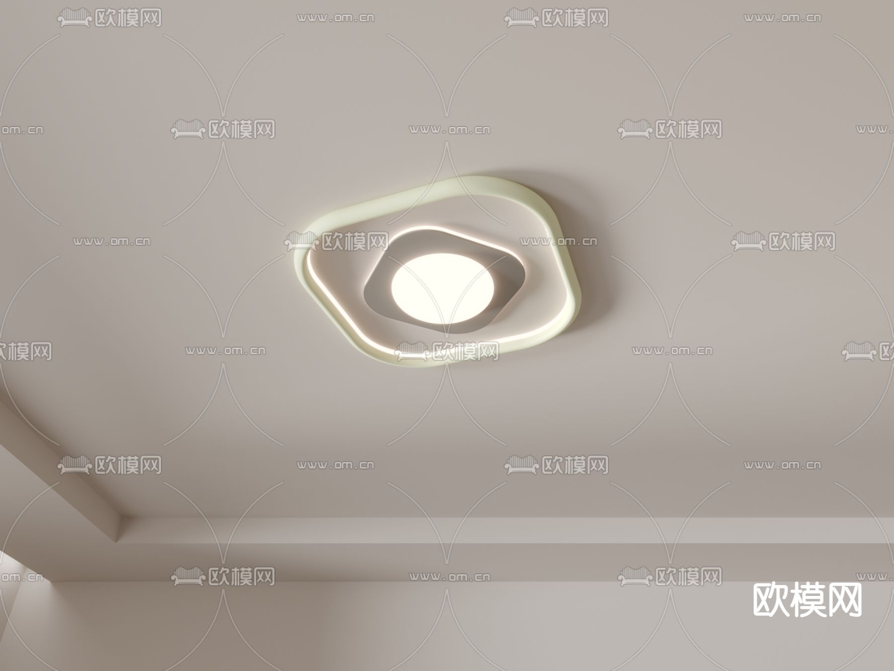 北欧艺术吸顶灯3d模型下载（渲染图4）