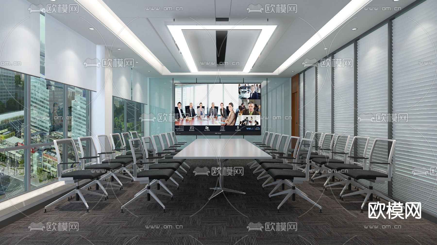 现代会议室免费3d模型下载