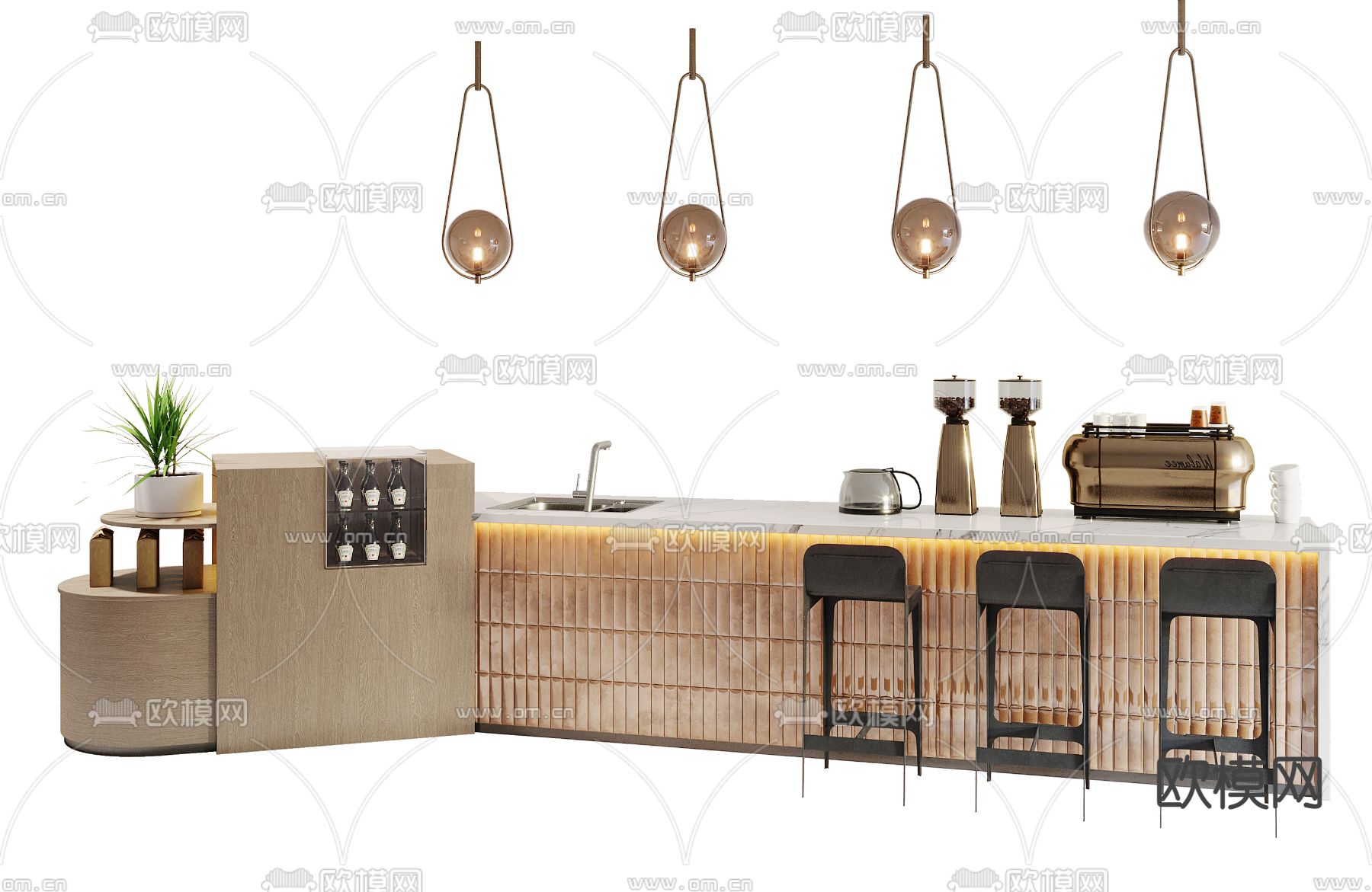 咖啡厅操作台 吧台3d模型下载