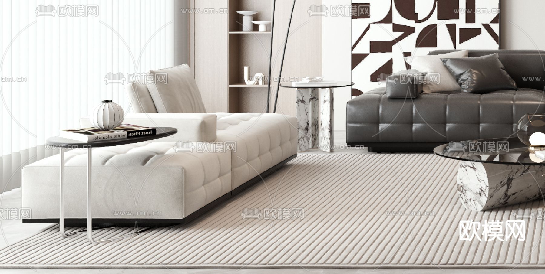 现代客厅3d模型下载（渲染图2）