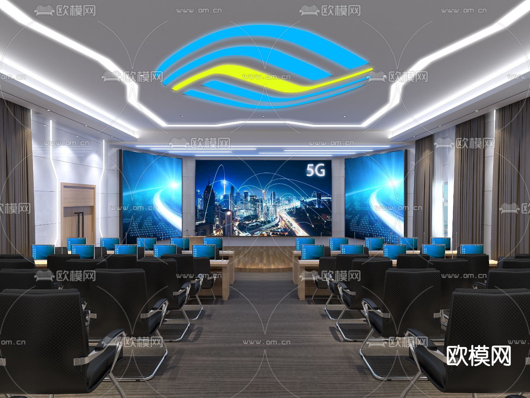 现代会议室免费3d模型下载