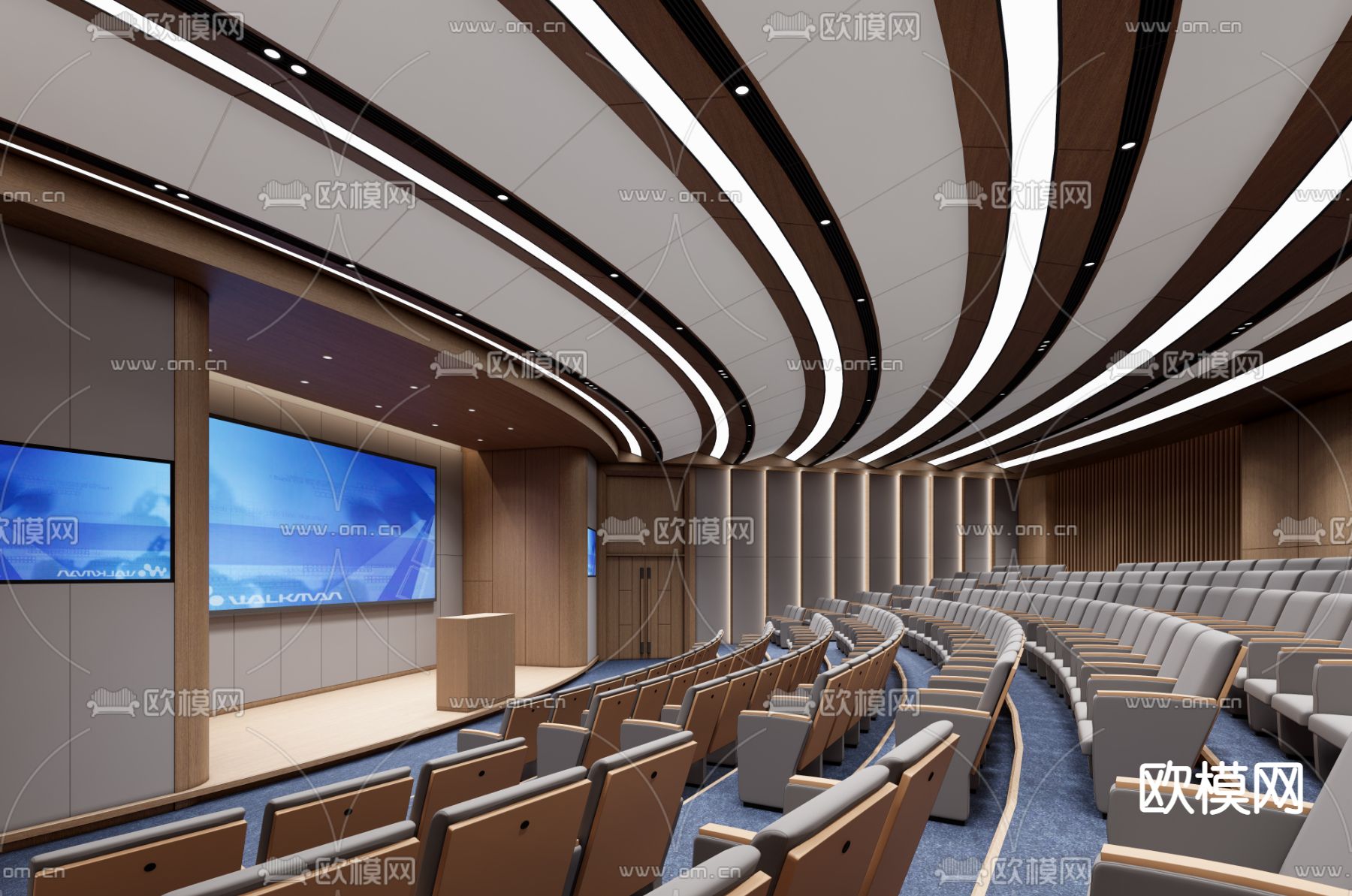 阶梯会议室 报告厅免费3d模型下载（渲染图2）