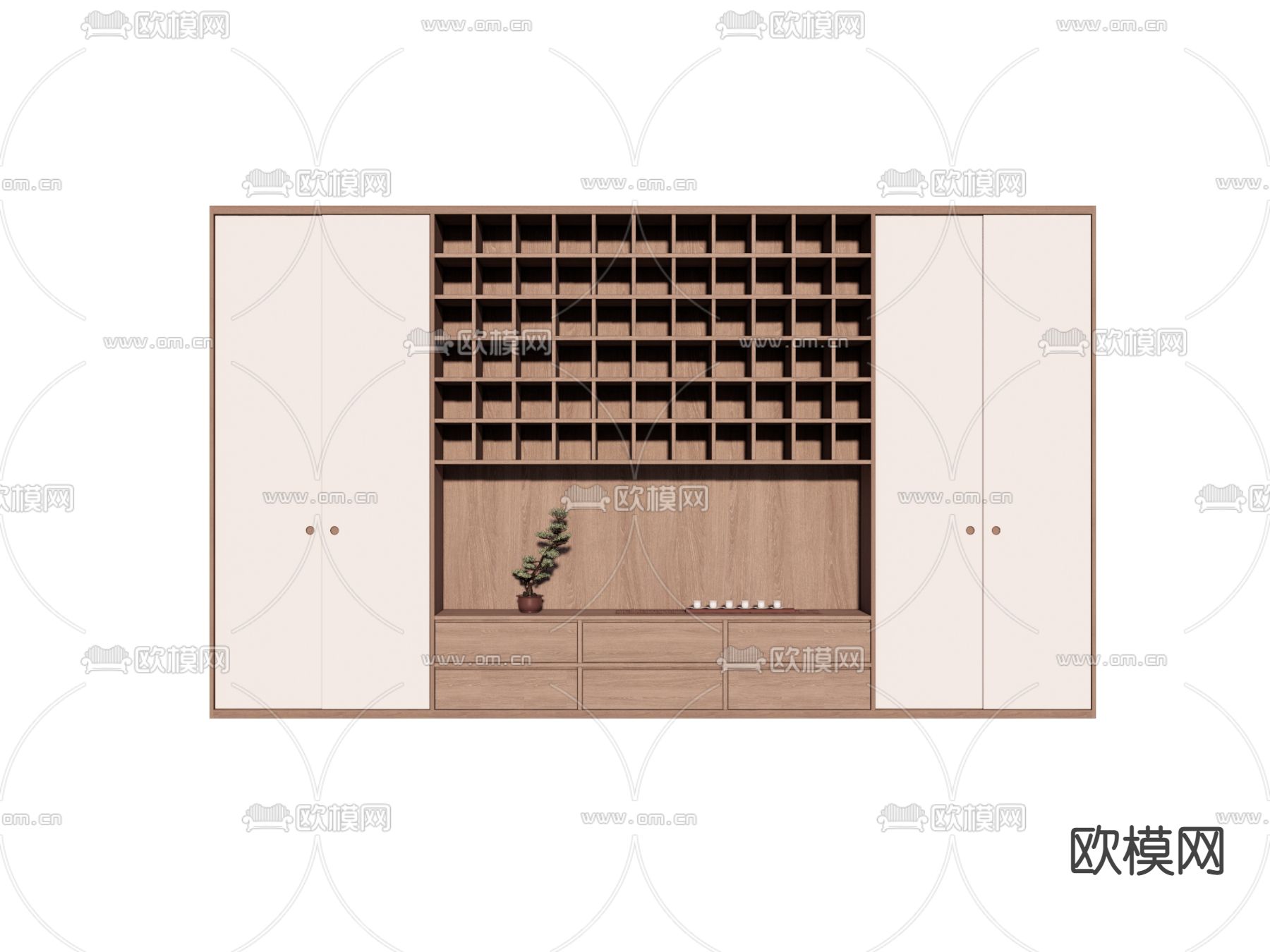 日式装饰柜 储物柜su模型下载（渲染图1）