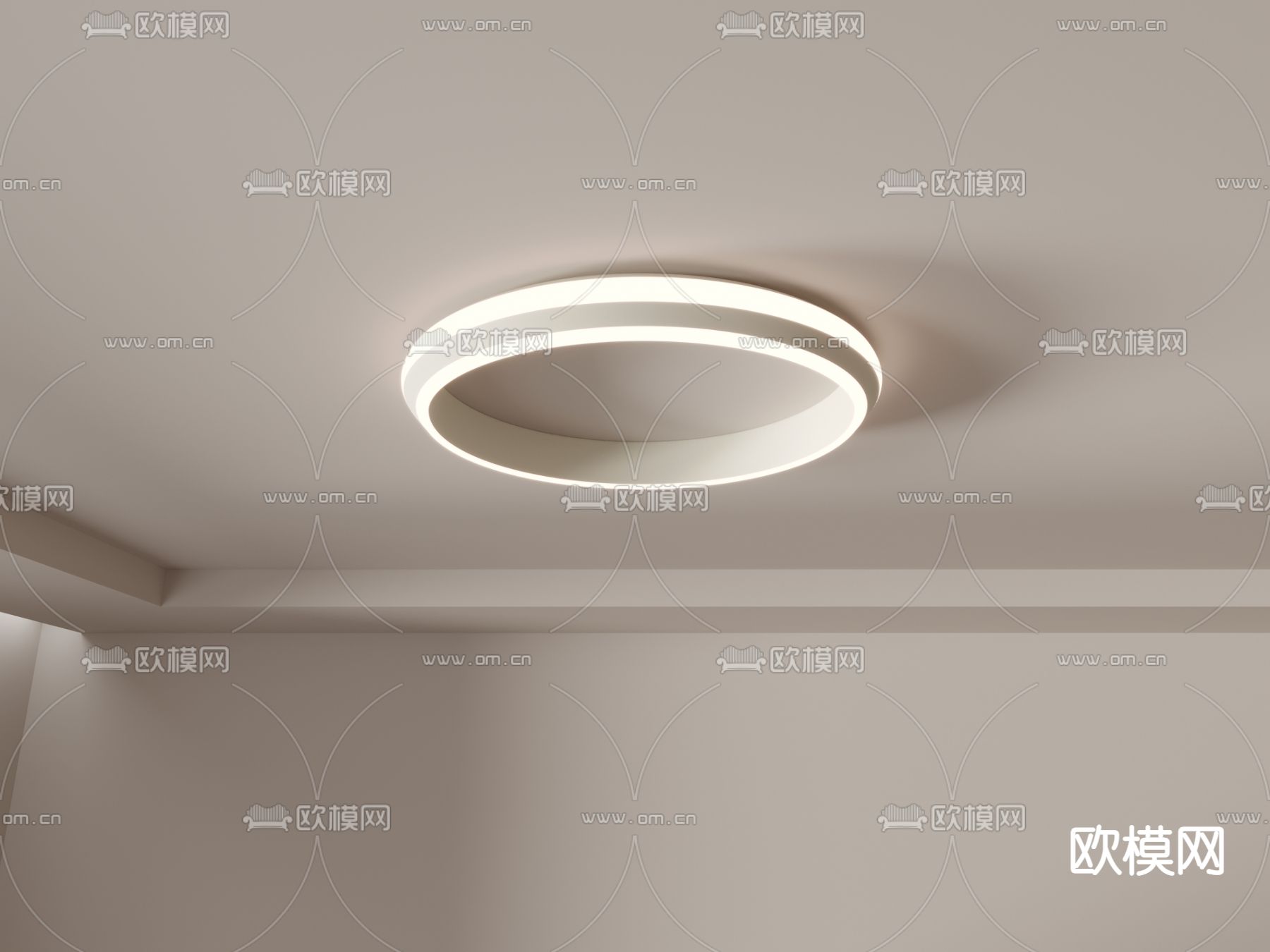 圆环吸顶灯3d模型下载（渲染图4）