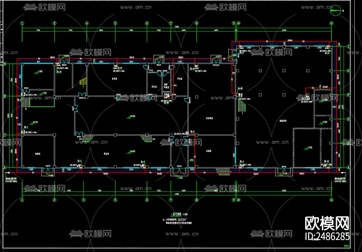 泗洪县蟹洪米业有限公司周转厂房给排水CAD施工图下载（渲染图1）
