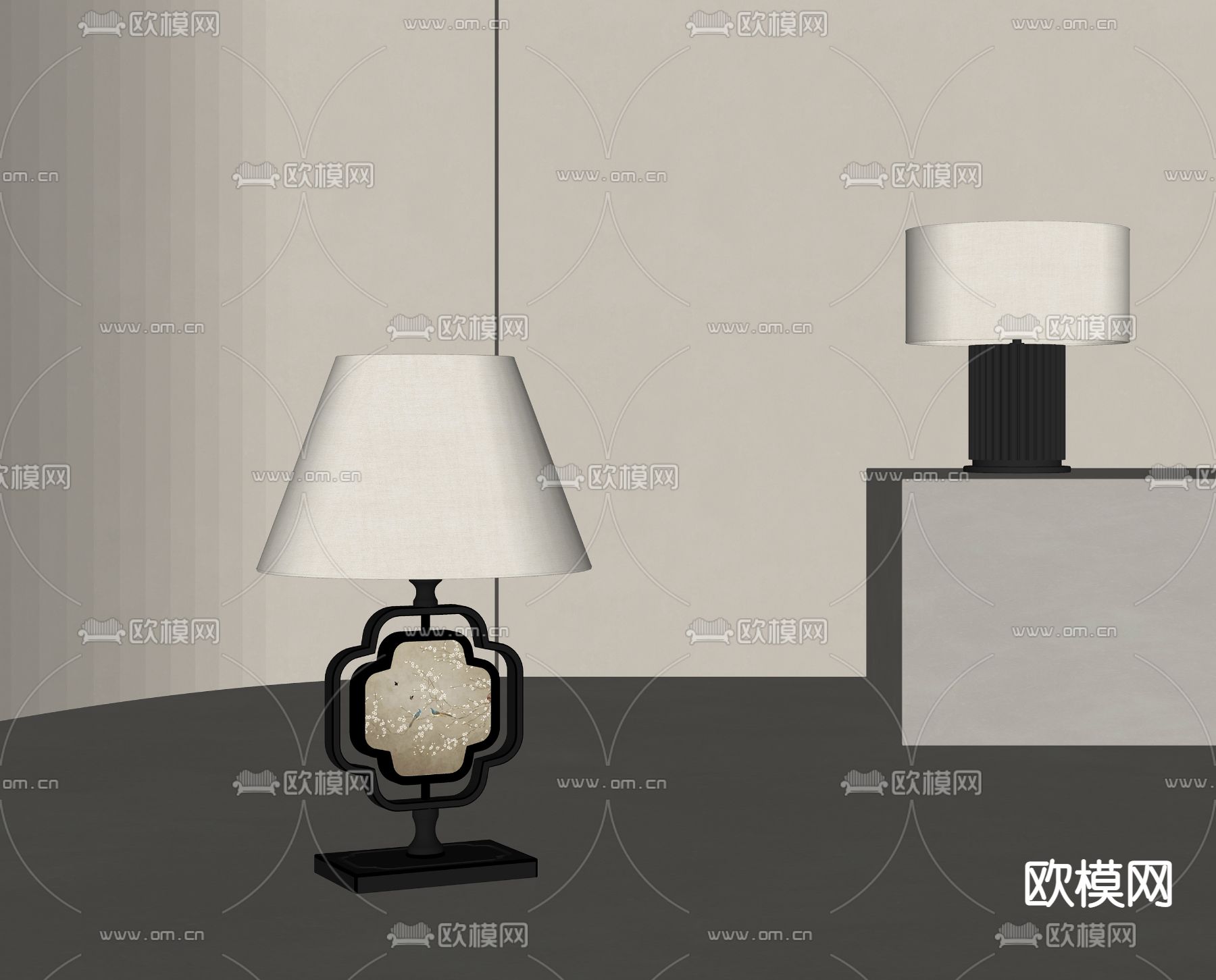 新中式台灯su模型下载（渲染图2）