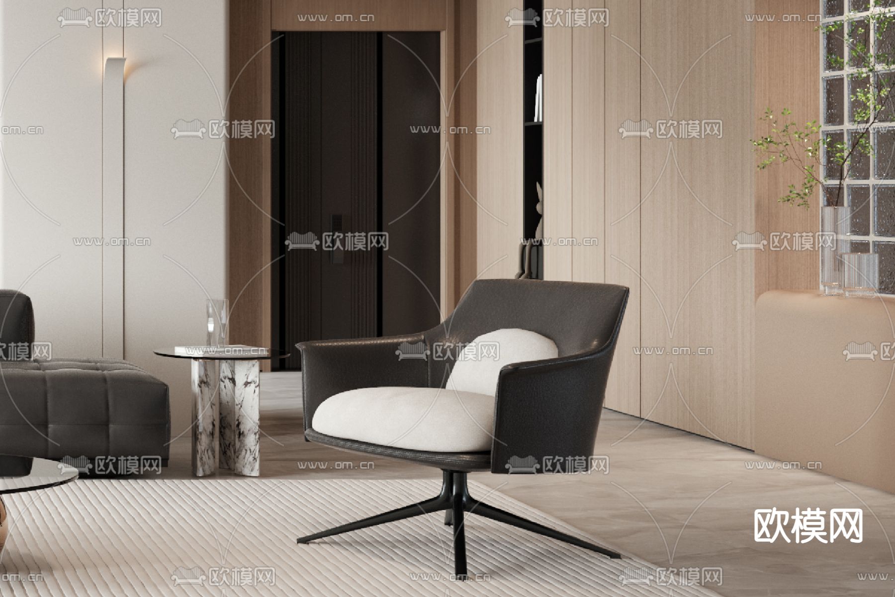 现代客厅3d模型下载（渲染图4）