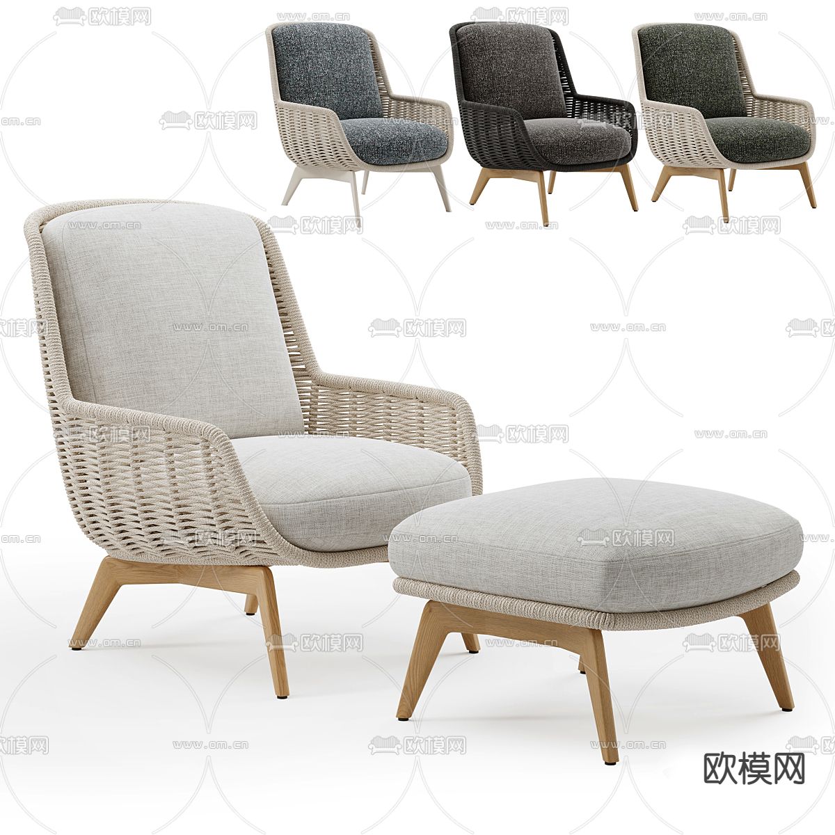 Pertica  户外休闲椅 藤椅3d模型下载（渲染图1）